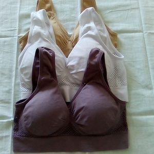 Three Pairs Wire -Free Bras, Size Small